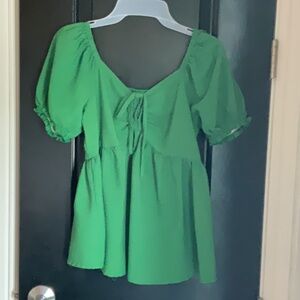 Green Puff Sleeve Top